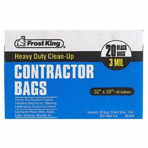 CONTRCTOR BAG BLK 32X50INX3MIL