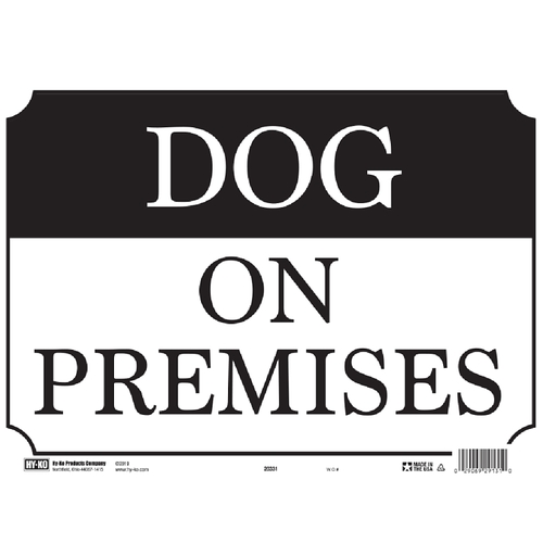 SIGN PLST DOG ON PRMSIS10X14IN