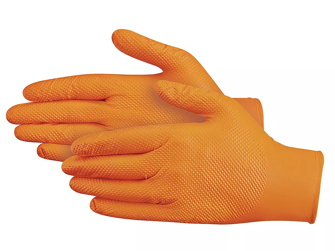 ORANGE NITRILE DIAMOD GLOVES XL