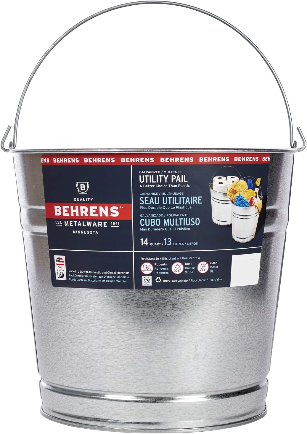 BUCKET WATER HTDP MTL 14 QT