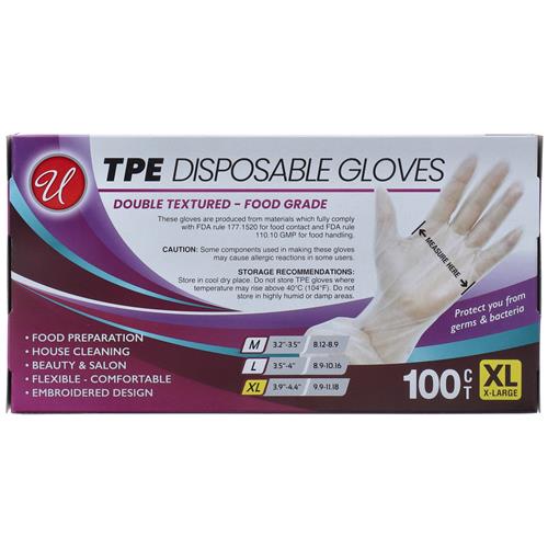 TPE DISPOSABLE GLOVES XL 100 CT