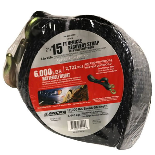 2X15FT VEHICLE RECOVERY STRAP