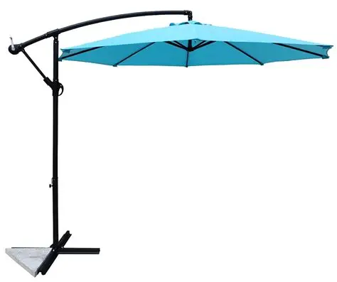 UMBRELLA&STAND TEAL OFFST 10FT