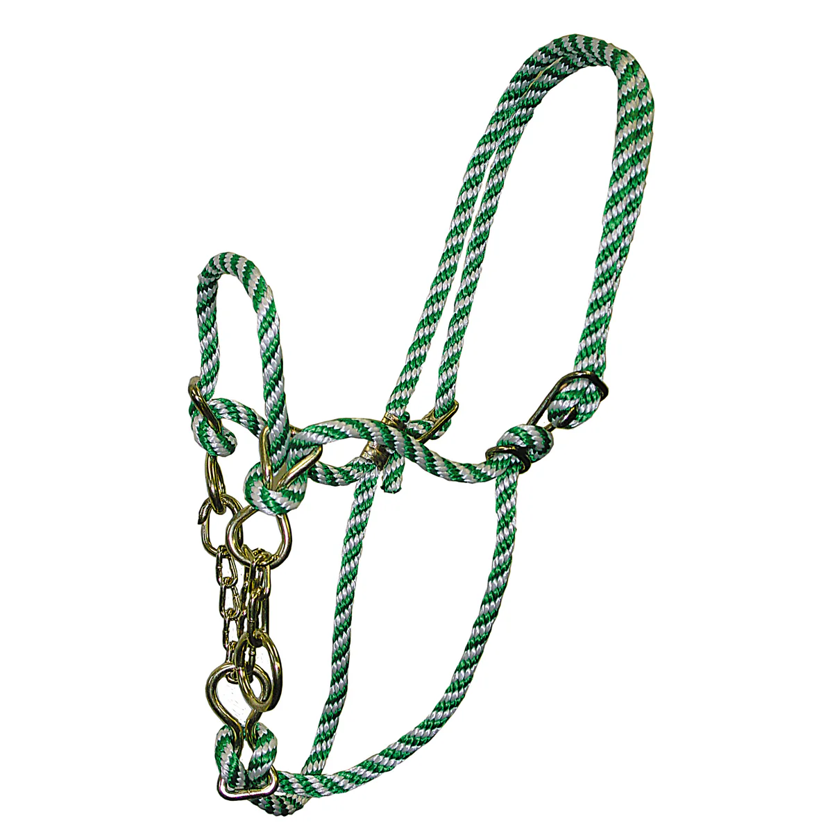 HALTER COW ROPE W/CHAIN GREEN