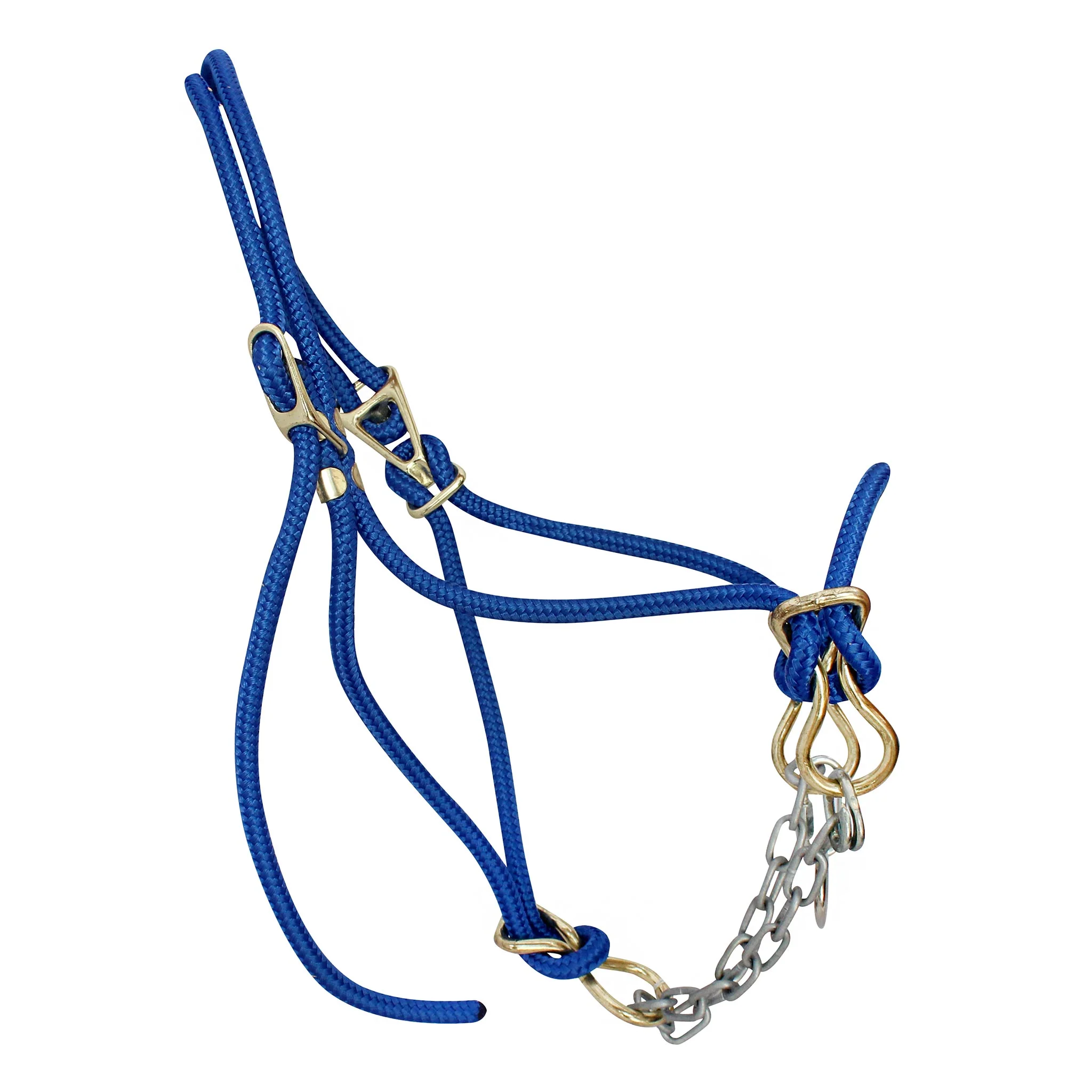 HALTER COW ROPE W/CHAIN BLUE