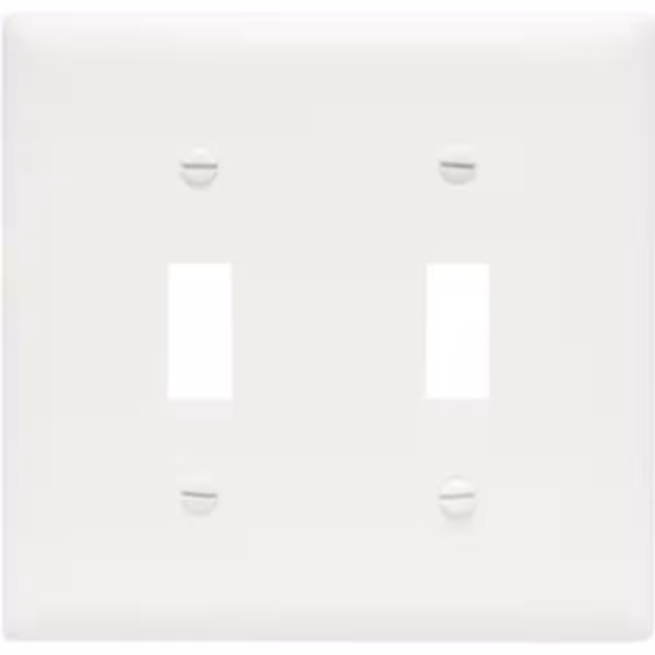 WALL PLATE 2 GANG 2 TOGGLE WHT