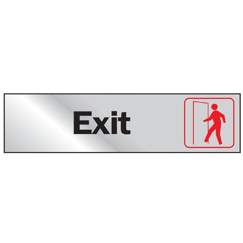 SIGN VINYL SILVER EXIT 2INX8IN
